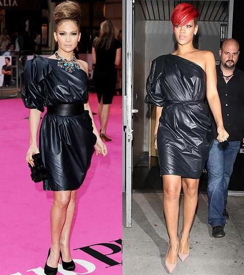 Jennifer Lopez versus Rihanna! Cui ii sta mai bine in rochia neagra Lanvin?