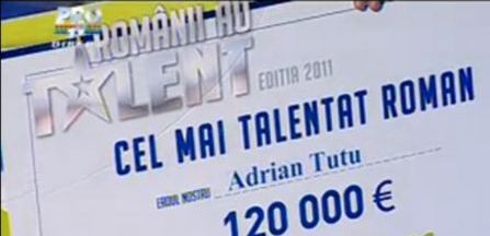 
	Cati bani ii ia statul lui Adrian Tutu, castigatorul premiului de 120.000 euro de la &quot;Romanii au talent&quot;!

