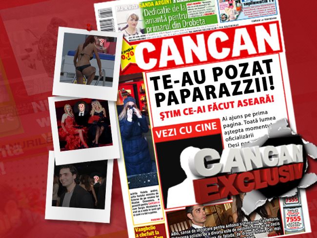 
	Paparazzii sunt cu ochii pe tine. Intra pe pagina de Facebook Cancan.ro sa vezi in ce ipostaze ai fost fotografiat
