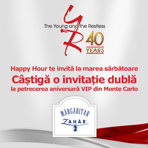 
	&quot;Happy Hour&quot; si marea sarbatoare &quot;40 de ani de Tanar si nelinistit&quot;. La cine merge invitatia dubla la petrecerea VIP din Monte Carlo
