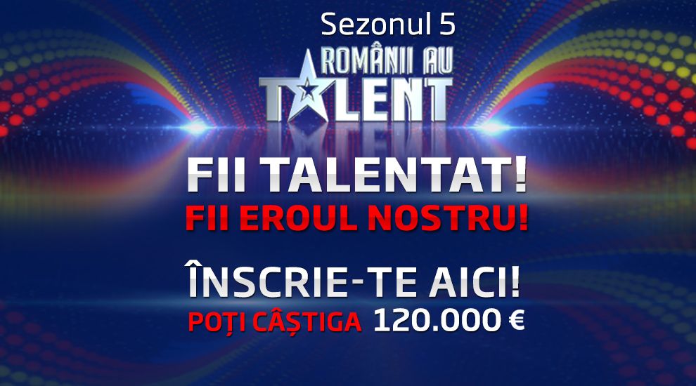 
	Popor talentat esti chemat la inscrierile pentru Sezonul 5 &quot;Romanii au talent&quot;! Inscrie-te acum!
