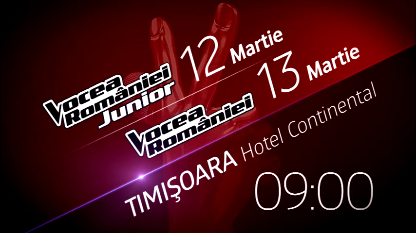 Preselectiile Vocea Romaniei Junior si Vocea Romaniei continua weekend-ul acesta la Timisoara!