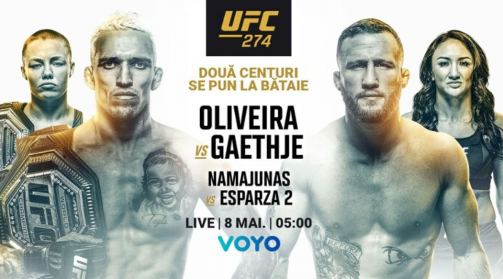 
	Charles Oliveira și Justin Gaethje, marea luptă de la UFC 274. Gala va fi pe 8 mai, pe VOYO și Pro Arena
