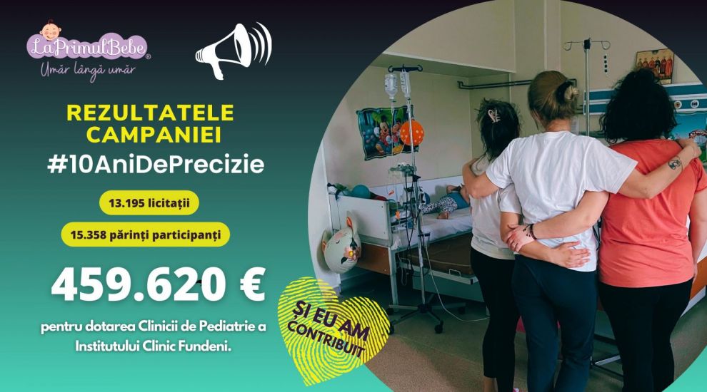 LaPrimulBebe a strâns în 6 zile 460.000 de euro, în cadrul campaniei #10anideprecizie